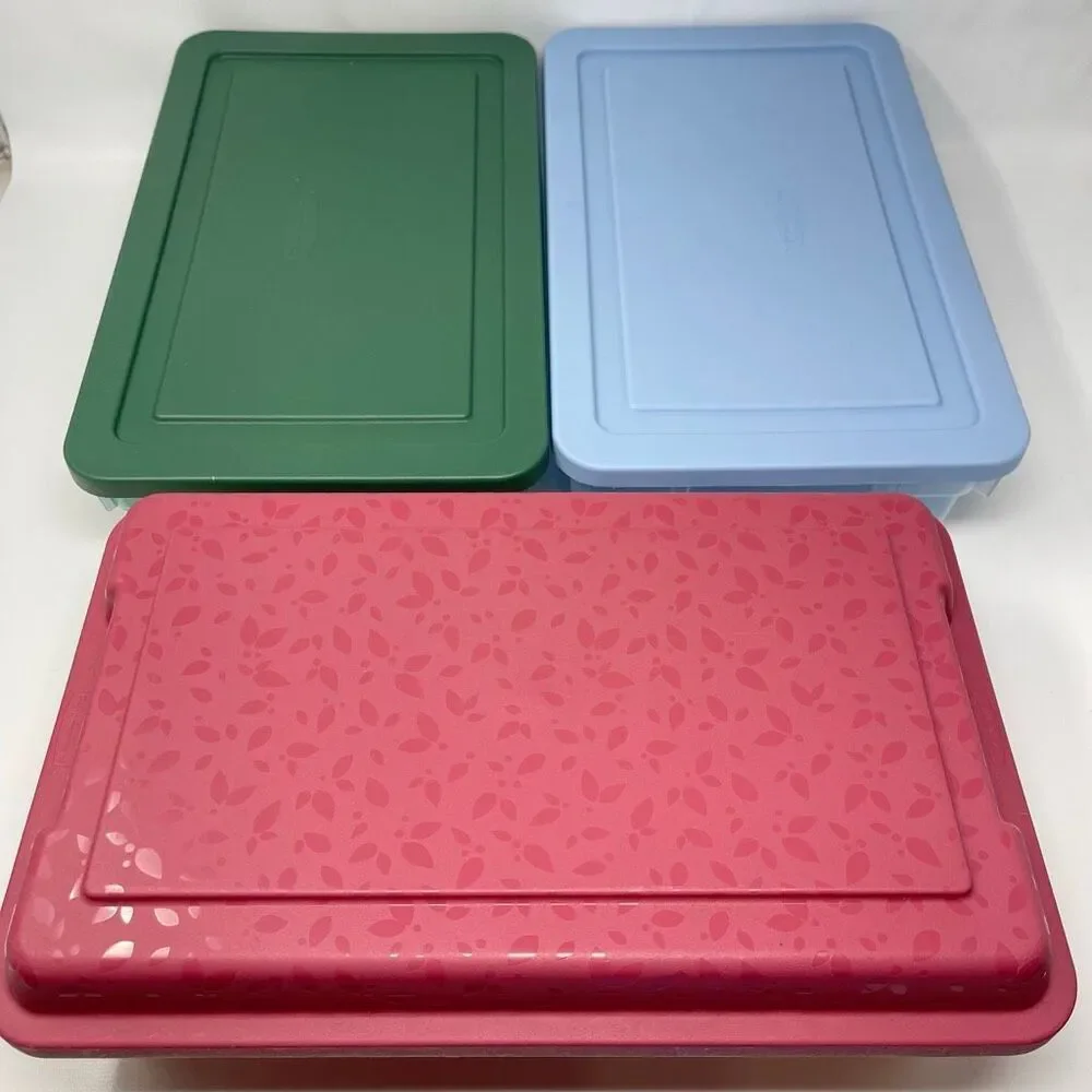 Rubbermaid Lot of 3 Vintage Green Pink Blue Shoe Box Storage Container 0286